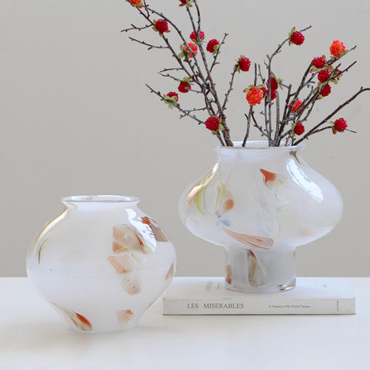 中古玻璃法式高级感花瓶摆件创意水养客厅电视柜玄关插花装饰品 商品图1