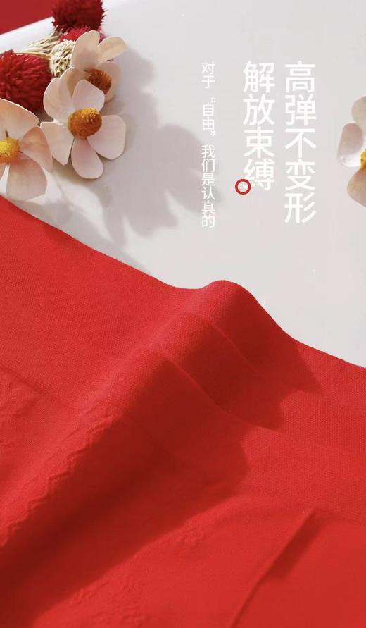 一盒三条大红色10A蚕丝莫代尔裸氨中高腰内裤1295124 商品图6