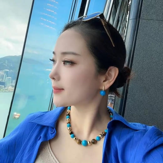 GAONAS碧金缠云 时尚度假风贵气12mm金色珠项链11616XGO 商品图3