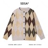 91302SDSA秋冬新款痞帅男装韩版撞色菱形格纽扣圆领毛衣百搭开衫针织衫 商品缩略图0