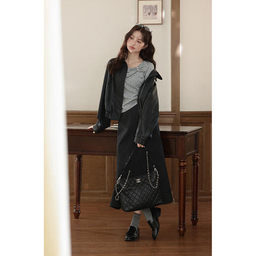 鹿向南「霜糖软云」波点灰色长袖T恤女早秋新款高级法式洋气上衣 商品图2