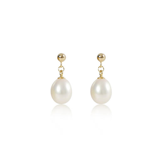 丁摩 淡水珍珠耳钉 8-9mm水滴形耳饰S925纯银豆豆珍珠耳环5ZF-1053 商品图4