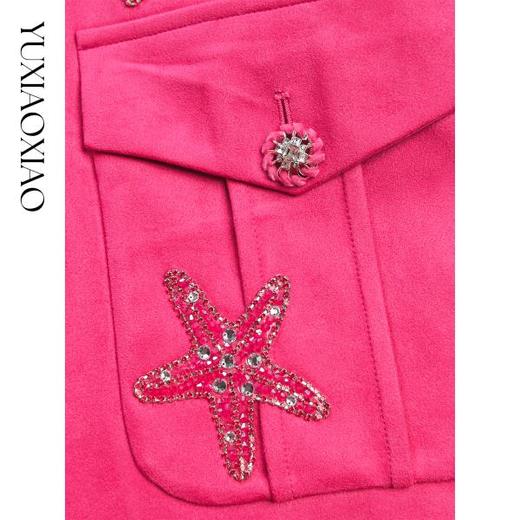 余潇潇【星光热恋曲】轻奢柔软舒适翻盖口袋星形精致烫钻翻领外套 商品图2
