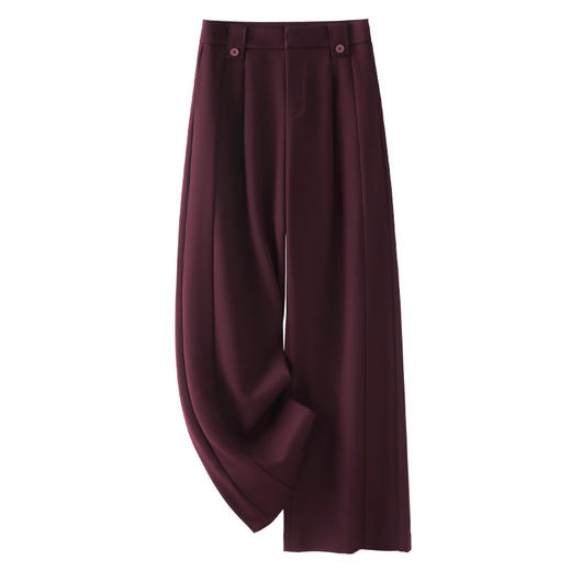 丁摩 灰色毛呢西装裤女秋冬款新款高腰垂感阔腿裤宽松显瘦直筒裤子5ZF-51299 商品图1