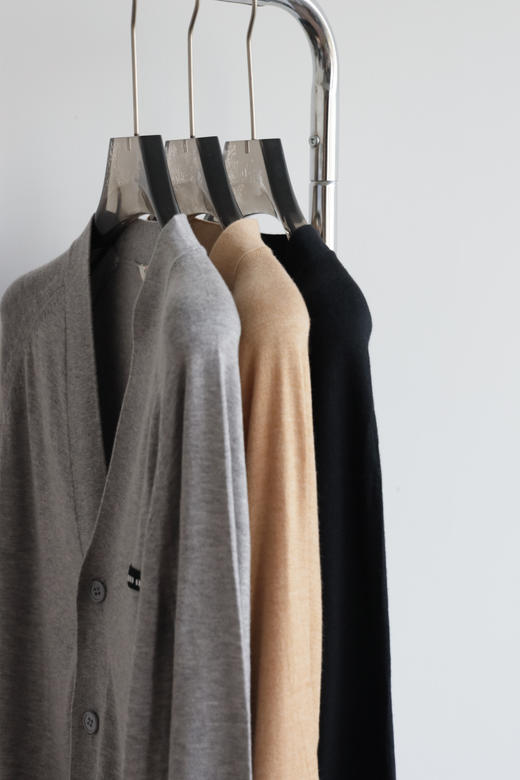 V领女款！M1U M1U 100羊毛纯色字母徽标休闲长袖针织衫MY138 商品图5