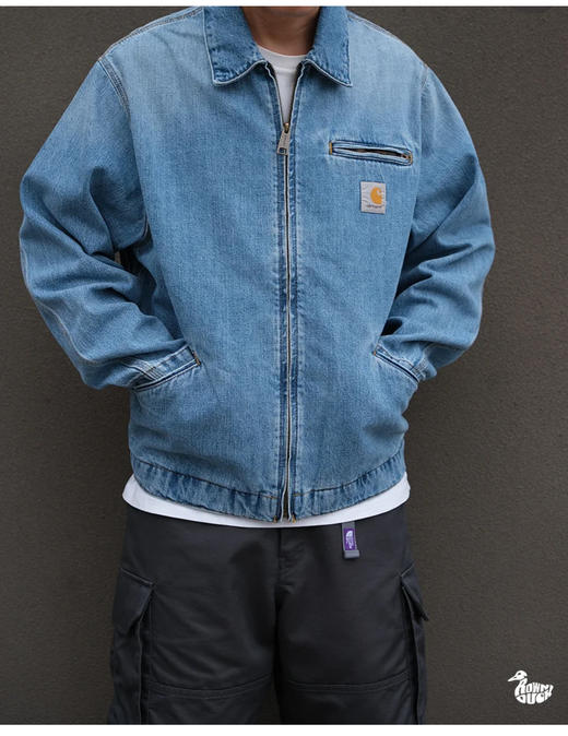 经典的OG底特律 卡哈 水洗做旧磨白牛仔夹克 WT895 商品图1