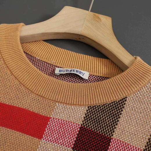 D100411高克重格纹双层提花圆领针织毛衣 商品图5