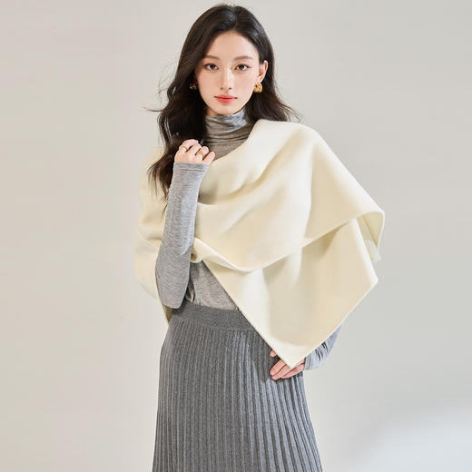 SH 18996羊毛双面羊毛大衣保暖披肩时尚高级 商品图0