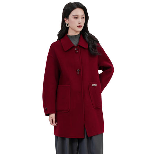TC 621670双面呢大衣毛呢外套加厚中长款外套 商品图4