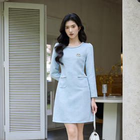 奢姿大码女装2025秋季时尚珍珠装饰圆领连衣裙胖妹妹气质减龄裙子9953890648