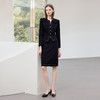 IWY/黑色长袖V领西装套裙女时尚气质通勤工作服小香风职业正装CS2469 商品缩略图3
