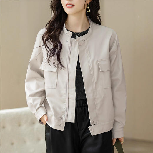 AHM msdm2815宽松休闲小皮衣外套洋气纯色夹克 商品图0