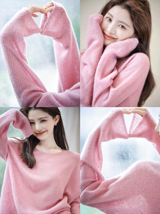 无缝一体菠萝纹针织羊毛羊绒马海毛轻盈亲肤衫 商品图5