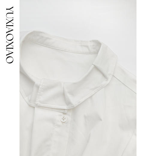 余潇潇【高智格调】时尚百搭醋酸混纺复古优雅简约宽松翻领衬衫 商品图2