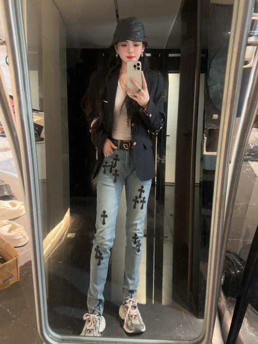 克罗X多标十字皮高街水洗牛仔裤 商品图9