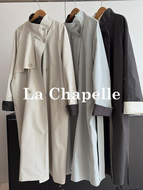 会员福利【官网1k+高质感】拉夏贝尔/La Chapelle韩版宽松显瘦长款风衣设计感小众外套高级感
