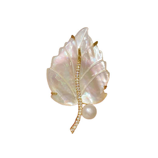 法式简约珍珠叶子胸针胸花精致复古树叶别针 商品图4