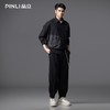 PINLI品立春季新款印花拼接长袖衬衫男士休闲时尚黑色潮衬衣B253113007 商品缩略图1