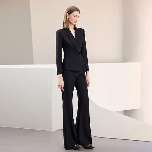 IWY/经典黑色西装阔腿裤套装女气质显瘦两件套商务职业装工作服CP2470 商品图3