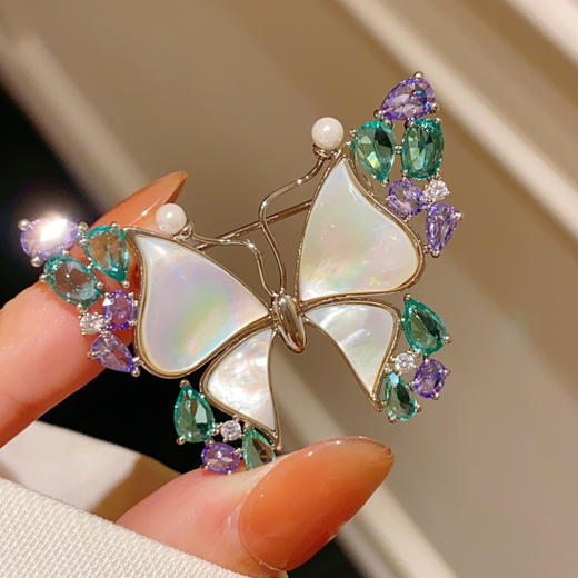 法式小香风贝壳蝴蝶胸针胸花优雅外套别针扣 商品图1
