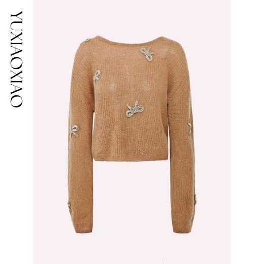 【孤品样衣，不退不换】【暖秋枫林】轻奢精致绵羊毛马海毛混纺V领毛衣&圆领毛衣 商品图3