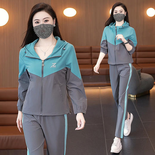 SP7-2567 2025春秋季新款女款长袖运动休闲套装POLO领透气舒适宽松运动服 商品图0