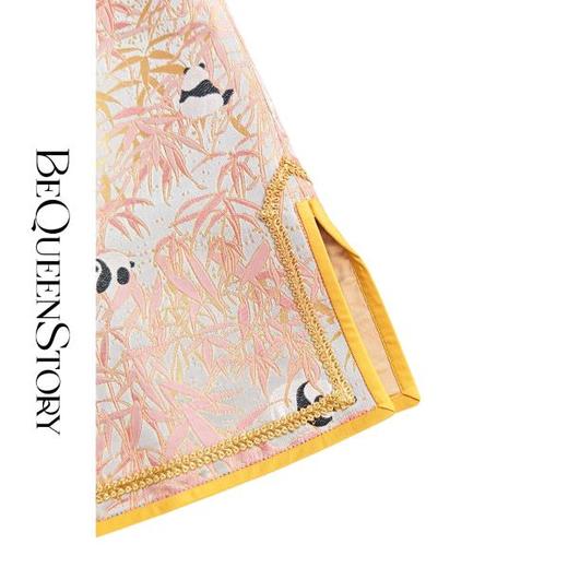 余潇潇【国潮熊猫】新中式国风羊毛宋锦桑蚕丝撞色拼接传统马甲上衣 商品图2