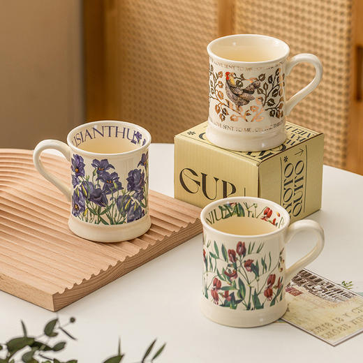 【跨境出口法式马克杯】法式复古马克杯陶瓷喝水杯高颜值早餐牛奶杯咖啡杯家用情侣杯带柄 商品图3