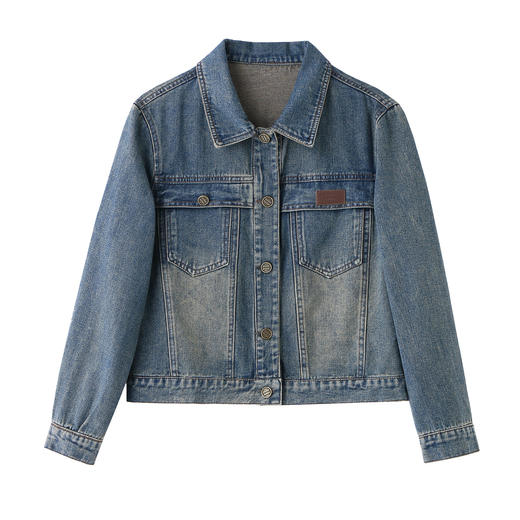 XGJ5815短款牛仔外套女2025秋季新款小个子时尚气质复古翻领正肩百搭上衣 商品图4