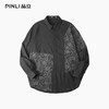 PINLI品立春季新款印花拼接长袖衬衫男士休闲时尚黑色潮衬衣B253113007 商品缩略图4
