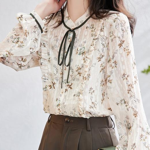 KQL E310N6741碎花衬衫法式蝴蝶结上衣洋气 商品图4