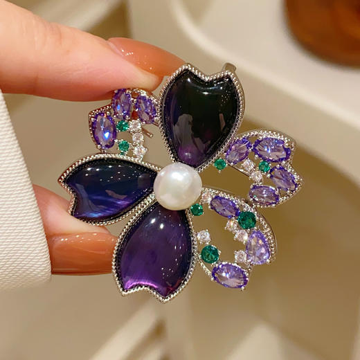 紫罗兰紫荆花胸针优雅西装别针扣 商品图1