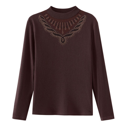 雀说半高圆领打底衫新款长袖加绒加厚洋气小衫内搭上衣AL506 商品图4