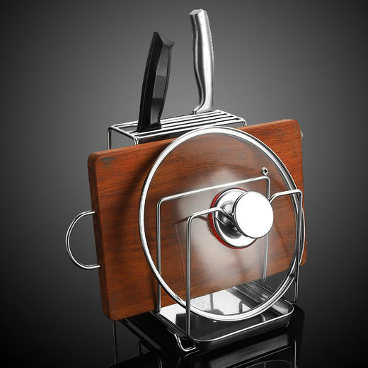 【跨境出口德国不锈钢刀架菜板架】跨境304不锈钢刀架 多功能置物架家用厨房锅盖菜板收纳架子沥水盘 商品图2