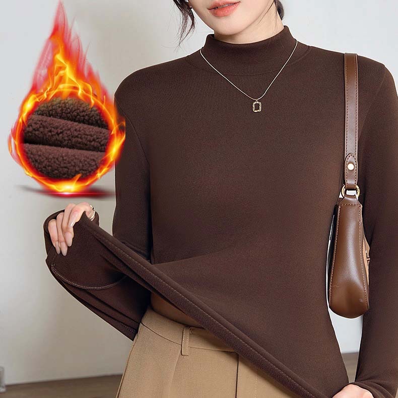 【任选两件加入购物车 满178元减89元！到手89两件】义深海男女同款糯米绒加厚保暖打底衣 小半高领设计修饰脖颈显脸小 触感柔软舒适高弹力 时尚百搭