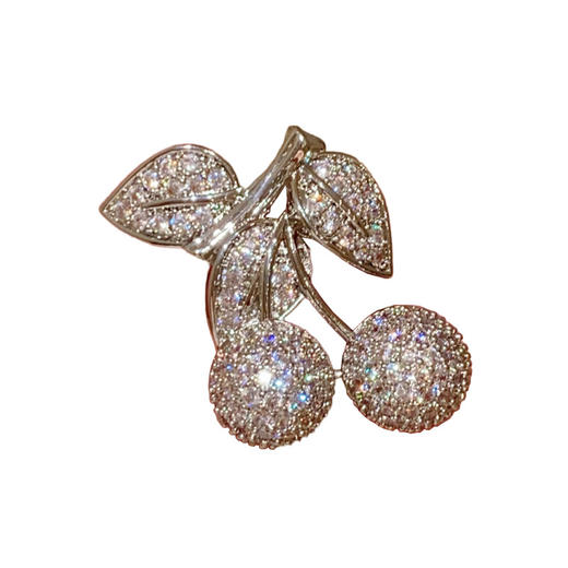 韩版轻奢满钻小樱桃胸针胸花气质简约优雅水果西装别针 商品图3