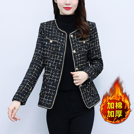 雀说新款加棉加厚小众气质减龄无领外套大码显瘦小香风上衣AL8818 商品图2