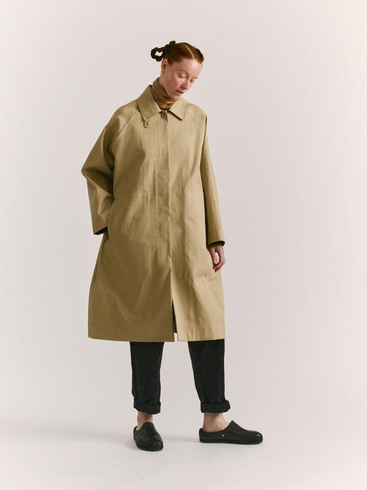 Casey Casey 25AW 卡其色CARLYLE涂层棉廓形长外套 商品图0