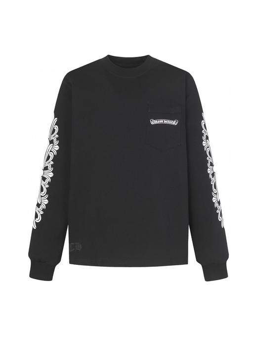 中性款口袋印花长袖T恤C01 商品图0