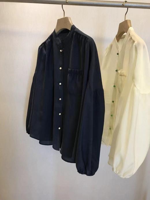 【断码清仓，不退换】面料，版型，工艺，统统满分！！醋酸羊毛珍珠扣气质衬衫上衣女春秋款！ 商品图2