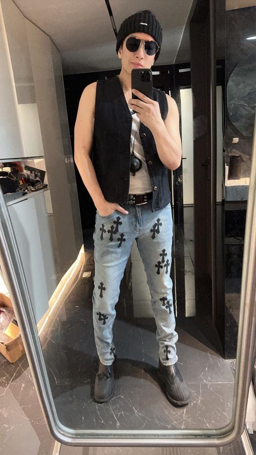 克罗X多标十字皮高街水洗牛仔裤 商品图1