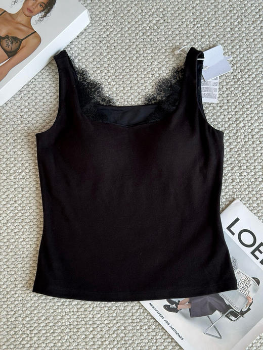 105-2 独家控货 LP原材 睫毛蕾丝 绵羊毛混纺 带固定杯 不跑杯 温润保暖背心 主推 商品图5