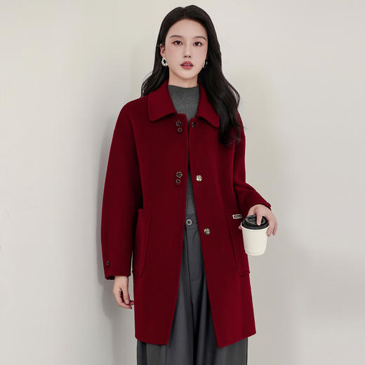 TC 621670双面呢大衣毛呢外套加厚中长款外套 商品图2