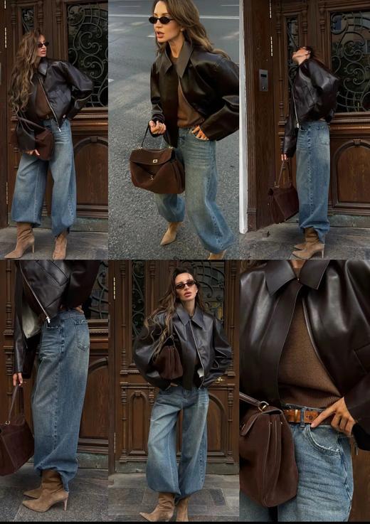 复古宽松机车皮夹克 ME4062 商品图1