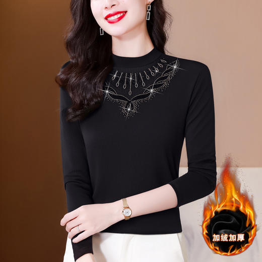 雀说半高圆领打底衫新款长袖加绒加厚洋气小衫内搭上衣AL506 商品图1