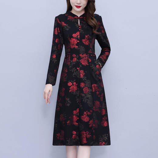 雀说改良旗袍连衣裙新款长袖高档洋气质AL2361 商品图0