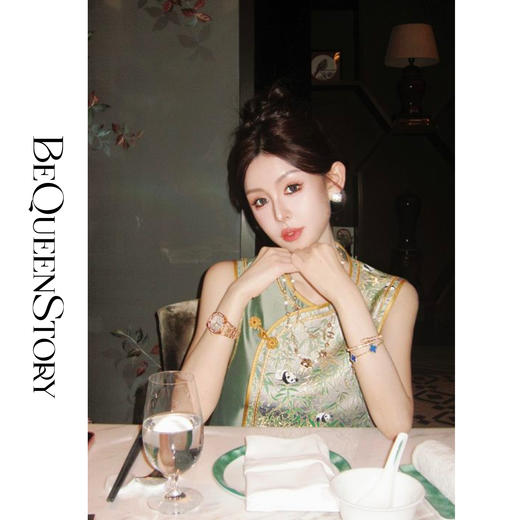 余潇潇【国潮熊猫】新中式国风羊毛宋锦桑蚕丝撞色拼接传统马甲上衣 商品图4