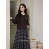鹿向南「日光漫邮」咖色毛衣蓝色格子半身裙时尚套装女秋季两件套 商品缩略图3