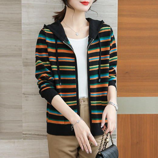 妈妈秋装针织开衫毛衣外套2025新款中老年女装春秋季宽松连帽卫衣 商品图2