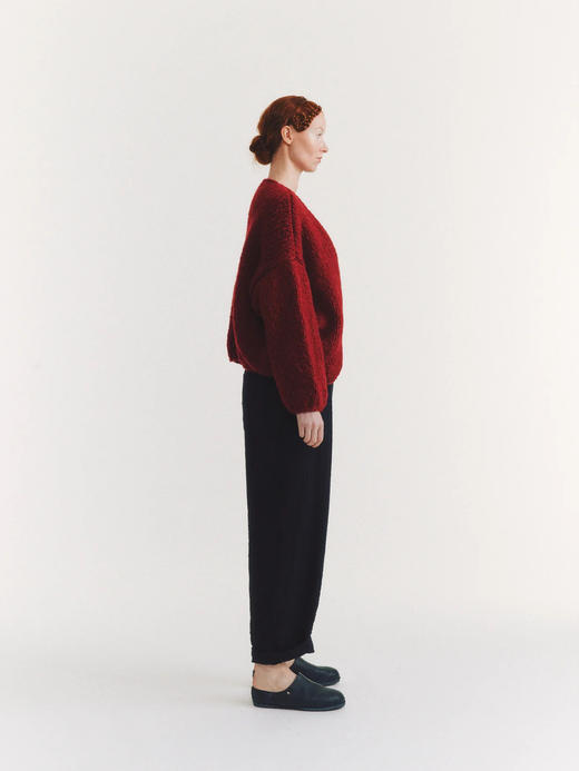 Casey Casey 25AW 樱桃红手工针织羊绒短开衫 商品图6